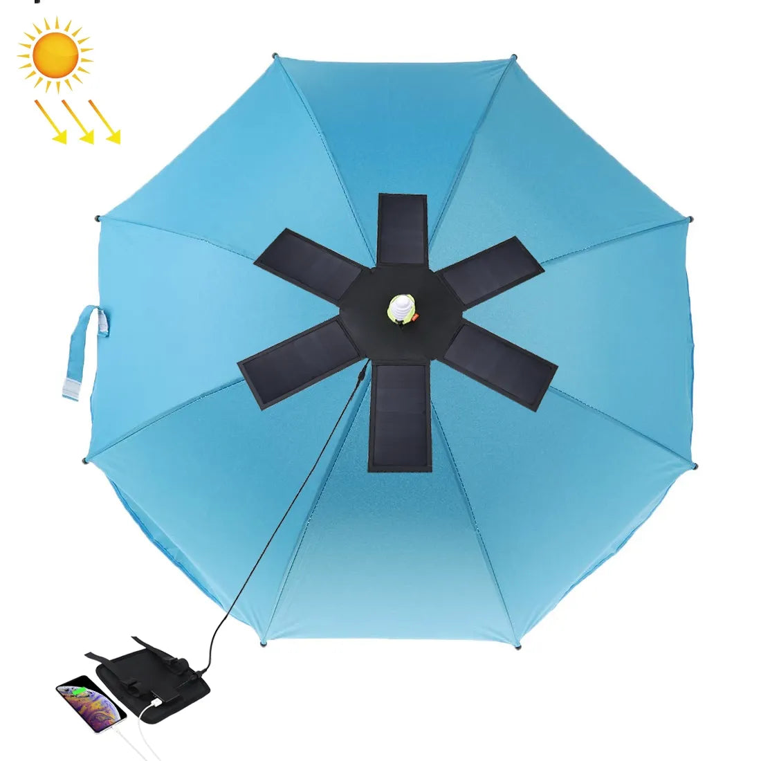 Panneau Solaire Portable Chargeur pour parasol | Flexible et Pliable | 2 Ports USB